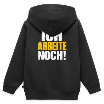 Ich arbeite noch! Distressed Typo - Kinder Premium Organic Zip Hoodie - Schwarz - Hinten - AI Model Kid Male (0cm)