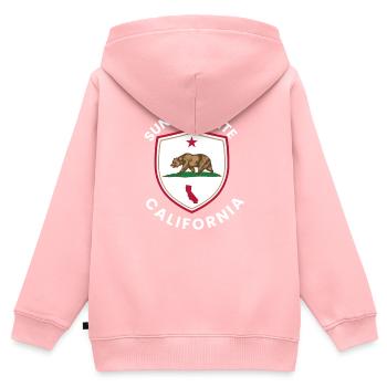 Insigne de Californie de Sunset State - Sweat Premium à capuche zippé enfant bio - rose - Dos - AI Model Kid Female (0cm)