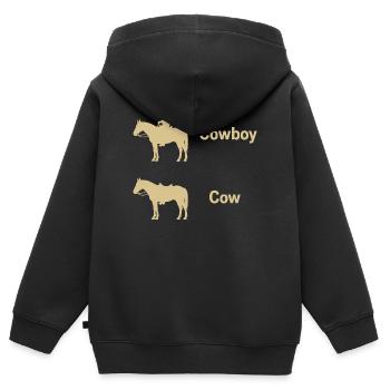 Funny Cow Texas Farmer Parody Irony Cowboy - Kids Premium Organic Zip-up Hoodie - black - Back - AI Model Kid Male (0cm)