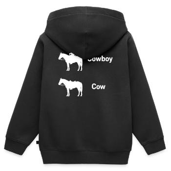 Lustige Kuh Texas Farmer Parodie Ironie Cowboy - Kinder Premium Organic Zip Hoodie - Schwarz - Hinten - AI Model Kid Male (0cm)