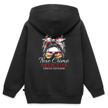 True Crime Detective Couch Division Mystery - Kinder Premium Organic Zip Hoodie - Schwarz - Hinten - AI Model Kid Male (0cm)