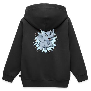 Süßer Elefant mit Farbspritzer - Kinder Premium Organic Zip Hoodie - Schwarz - Hinten - AI Model Kid Male (0cm)
