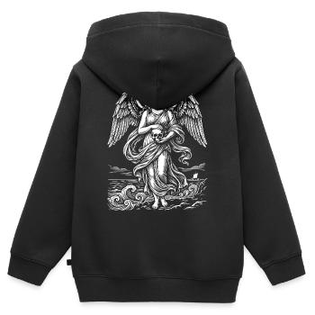 Seegestützte Venus mit Schädel - Kinder Premium Organic Zip Hoodie - Schwarz - Hinten - AI Model Kid Male (0cm)