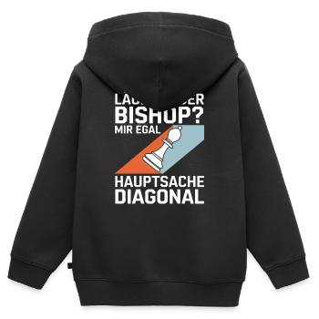 Läufer oder Bishop? Diagonal-Humor - Kinder Premium Organic Zip Hoodie - Schwarz - Hinten - AI Model Kid Male (0cm)