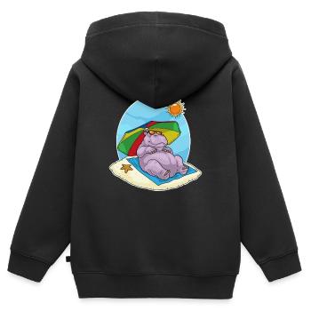 Hippopotamus Beach Parasol Summer - Sweat Premium à capuche zippé enfant bio - noir - Dos - AI Model Kid Male (0cm)