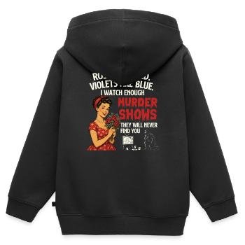 Regardez assez d’émissions de meurtres jamais trouvées - Sweat Premium à capuche zippé enfant bio - noir - Dos - AI Model Kid Male (0cm)