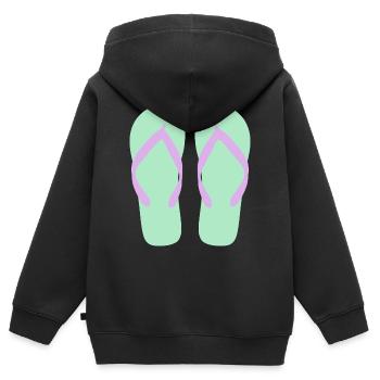 Mint Flip-Flops Lavendelriemen - Kinder Premium Organic Zip Hoodie - Schwarz - Hinten - AI Model Kid Male (0cm)