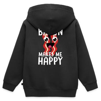 Speck macht mich glücklich: Spaßige Speckstimmung - Kinder Premium Organic Zip Hoodie - Schwarz - Hinten - AI Model Kid Male (0cm)