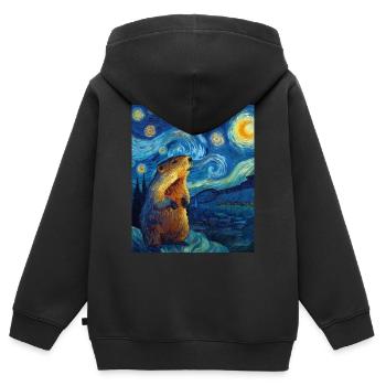 Murmeltier - Kinder Premium Organic Zip Hoodie - Schwarz - Hinten - AI Model Kid Male (0cm)