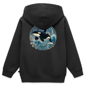 Killer whale - Kids Premium Organic Zip-up Hoodie - black - Back - AI Model Kid Male (0cm)