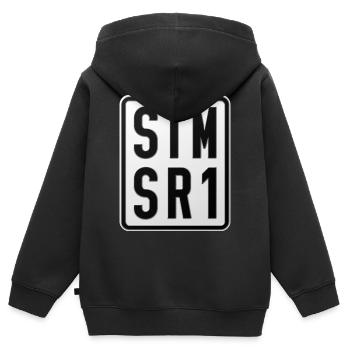 Simson SR1 Moped Kennzeichen - Kinder Premium Organic Zip Hoodie - Schwarz - Hinten - AI Model Kid Male (0cm)