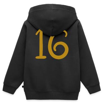 16 - Sweat Premium à capuche zippé enfant bio - noir - Dos - AI Model Kid Male (0cm)
