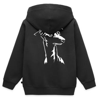 Italienisches Windspiel Kopf "Black Edition" - Kinder Premium Organic Zip Hoodie - Schwarz - Hinten - AI Model Kid Male (0cm)