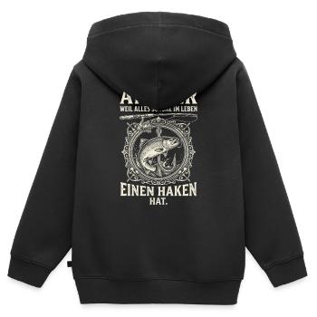 Angler Weil Alles Schoene Im Leben Einen Haken Hat - Kinder Premium Organic Zip Hoodie - Schwarz - Hinten - AI Model Kid Male (0cm)