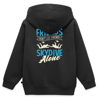 Graphique « Les amis ne laissent pas leurs amis faire du parachutisme seuls » - Sweat Premium à capuche zippé enfant bio - noir - Dos - AI Model Kid Male (0cm)