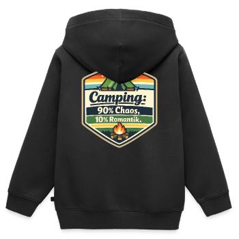 Camping Chaos Romantik Schild - Kinder Premium Organic Zip Hoodie - Schwarz - Hinten - AI Model Kid Male (0cm)