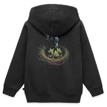 Amsel  - Kinder Premium Organic Zip Hoodie - Schwarz - Hinten - AI Model Kid Male (0cm)