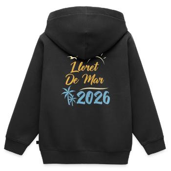 Lloret De Mar 2026 - Kinder Premium Organic Zip Hoodie - Schwarz - Hinten - AI Model Kid Male (0cm)