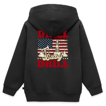 Drill Baby Drill Oilfield Worker - Kids Premium Organic Zip-up Hoodie - black - Back - AI Model Kid Male (0cm)