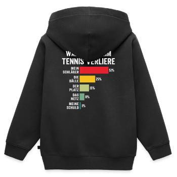 warum ich beim tennis verliere  - Kinder Premium Organic Zip Hoodie - Schwarz - Hinten - AI Model Kid Male (0cm)