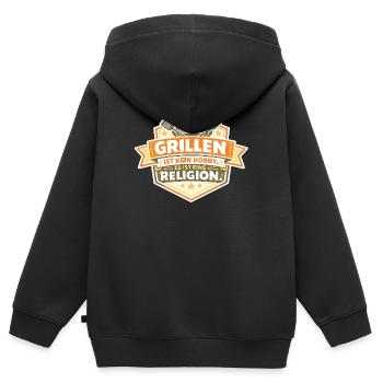 Grillen ist kein Hobby - Kinder Premium Organic Zip Hoodie - Schwarz - Hinten - AI Model Kid Male (0cm)