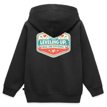 Level Up - Kinder Premium Organic Zip Hoodie - Schwarz - Hinten - AI Model Kid Male (0cm)