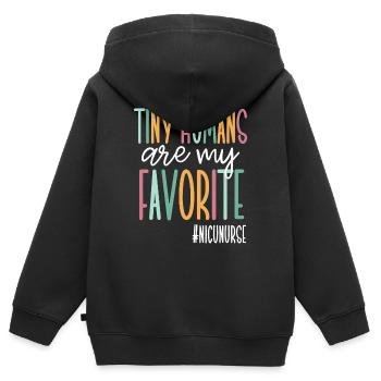 Winzige Menschen sind meine Favoriten - Kinder Premium Organic Zip Hoodie - Schwarz - Hinten - AI Model Kid Male (0cm)
