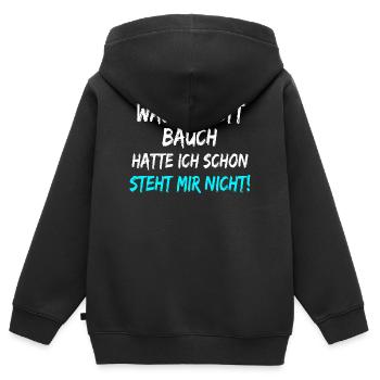 Waschbrett Bauch Hatte Ich Schon Steht Mir Nicht!  - Kinder Premium Organic Zip Hoodie - Schwarz - Hinten - AI Model Kid Male (0cm)