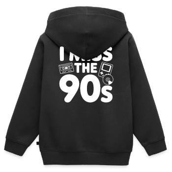 Ich vermisse die 90er - Kinder Premium Organic Zip Hoodie - Schwarz - Hinten - AI Model Kid Male (0cm)