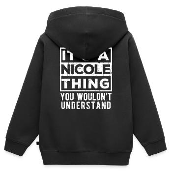 C’est une affaire de Nicole que tu ne comprendrais pas - Sweat Premium à capuche zippé enfant bio - noir - Dos - AI Model Kid Male (0cm)