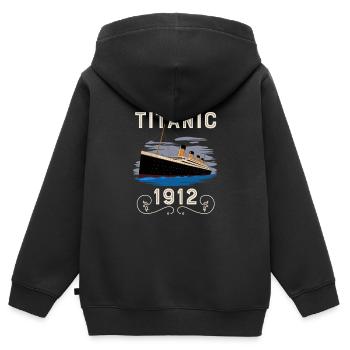 Titanic Vintage Design Titanic Expert Titanic Boys - Sweat Premium à capuche zippé enfant bio - noir - Dos - AI Model Kid Male (0cm)