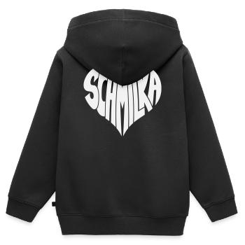 Schmilka, Ba Schandau Herz Schriftzug - Kinder Premium Organic Zip Hoodie - Schwarz - Hinten - AI Model Kid Male (0cm)