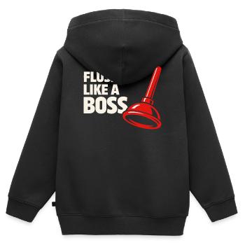 Rincez-le comme un chef | Humour de plombier - Sweat Premium à capuche zippé enfant bio - noir - Dos - AI Model Kid Male (0cm)