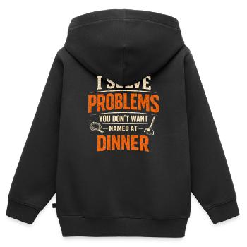 Résoudre des problèmes | Humour de nettoyeur d’égouts - Sweat Premium à capuche zippé enfant bio - noir - Dos - AI Model Kid Male (0cm)