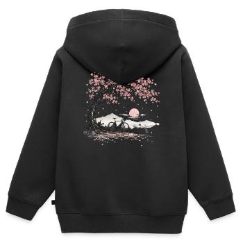 Kirschblüte Kirschbaum Fahrrad  - Kinder Premium Organic Zip Hoodie - Schwarz - Hinten - AI Model Kid Male (0cm)