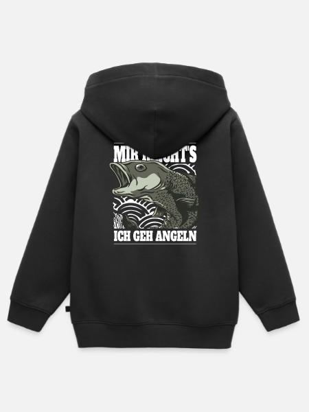Angeln Spruch - Kinder Premium Organic Zip Hoodie - Schwarz