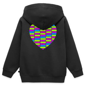 Cœur - Sweat Premium à capuche zippé enfant bio - noir - Dos - AI Model Kid Male (0cm)