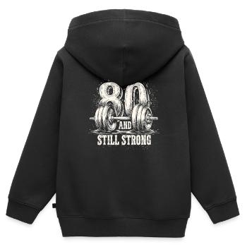 Bodybuilding 80 Geburtstag Gym Männer Fitness - Kinder Premium Organic Zip Hoodie - Schwarz - Hinten - AI Model Kid Male (0cm)