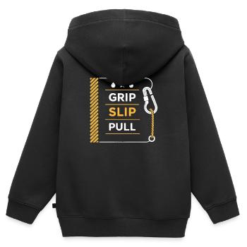 Grip Slip Pull Corde - Sweat Premium à capuche zippé enfant bio - noir - Dos - AI Model Kid Male (0cm)