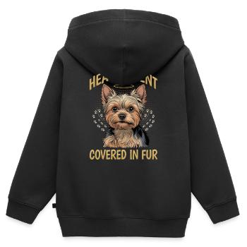 Yorkshire Terrier Yorkshire Race de chien Yorkshire - Sweat Premium à capuche zippé enfant bio - noir - Dos - AI Model Kid Male (0cm)