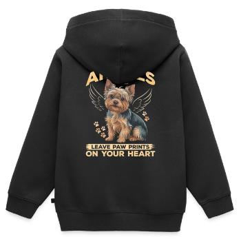 Yorkshire Terrier Yorkshire Race de chien Yorkshire - Sweat Premium à capuche zippé enfant bio - noir - Dos - AI Model Kid Male (0cm)