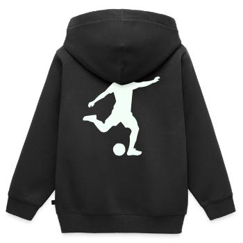 Kicker-Silhouette im Sprung - Kinder Premium Organic Zip Hoodie - Schwarz - Hinten - AI Model Kid Male (0cm)