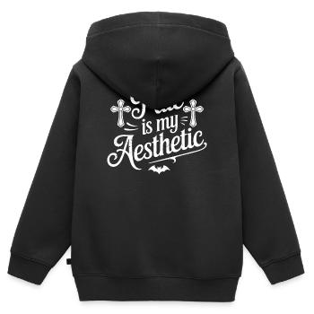Blass ist meine Ästhetik - Kinder Premium Organic Zip Hoodie - Schwarz - Hinten - AI Model Kid Male (0cm)