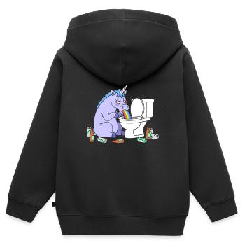Klo Regenbogen Einhorn - Kinder Premium Organic Zip Hoodie - Schwarz - Hinten - AI Model Kid Male (0cm)