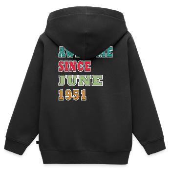 Retro 1951 Juni Layout - Kinder Premium Organic Zip Hoodie - Schwarz - Hinten - AI Model Kid Male (0cm)