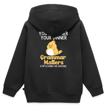 grammaire - Sweat Premium à capuche zippé enfant bio - noir - Dos - AI Model Kid Male (0cm)