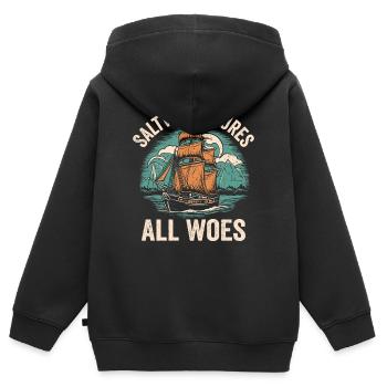 L’eau salée guérit tous les malheurs Capitaine Marin de voile - Sweat Premium à capuche zippé enfant bio - noir - Dos - AI Model Kid Male (0cm)