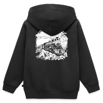 Chemin de fer - Sweat Premium à capuche zippé enfant bio - noir - Dos - AI Model Kid Male (0cm)