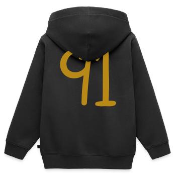 91 - Kinder Premium Organic Zip Hoodie - Schwarz - Hinten - AI Model Kid Male (0cm)