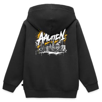 München Graffiti Skyline - Kinder Premium Organic Zip Hoodie - Schwarz - Hinten - AI Model Kid Male (0cm)